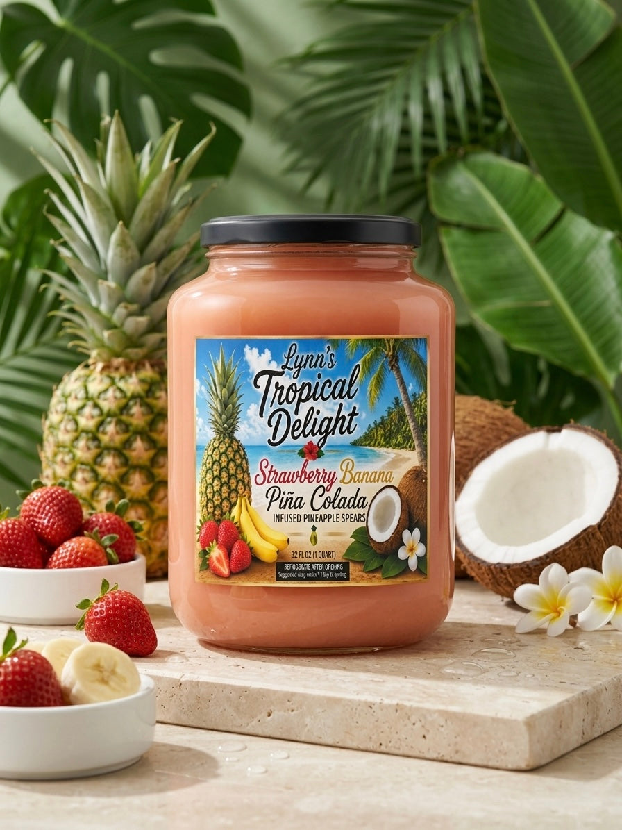 Strawberry Banana Piña Colada Infused Pineapple Spears
