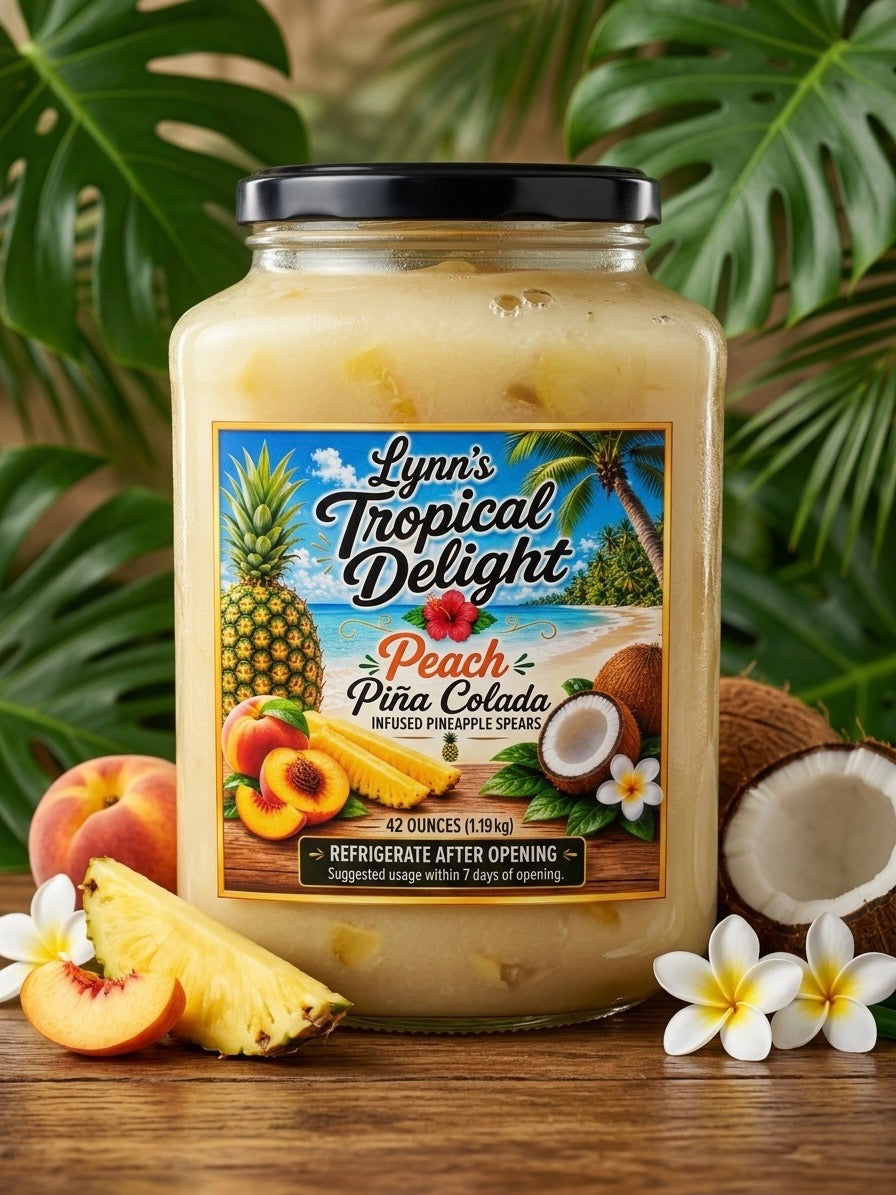 Peach Piña Colada Infused Pineapple Spears